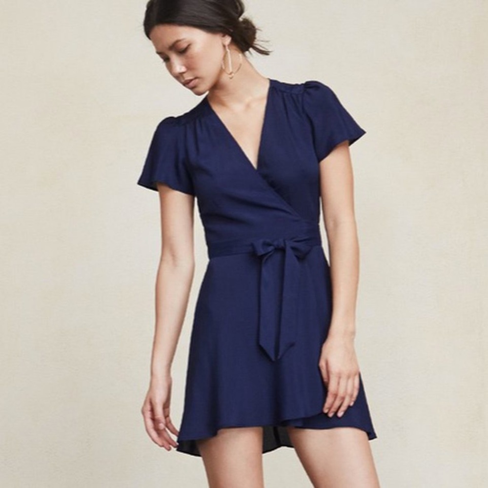 Reformation Penny Wrap Dress in Blue